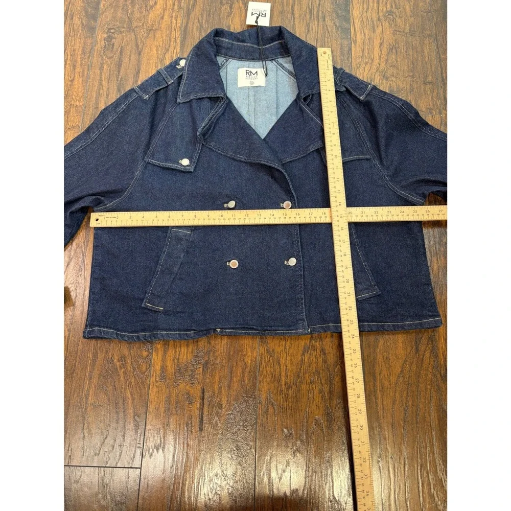 Rebecca Minkoff Denim Jacket XXL Dark Wash Blue Double Breasted Moto Women